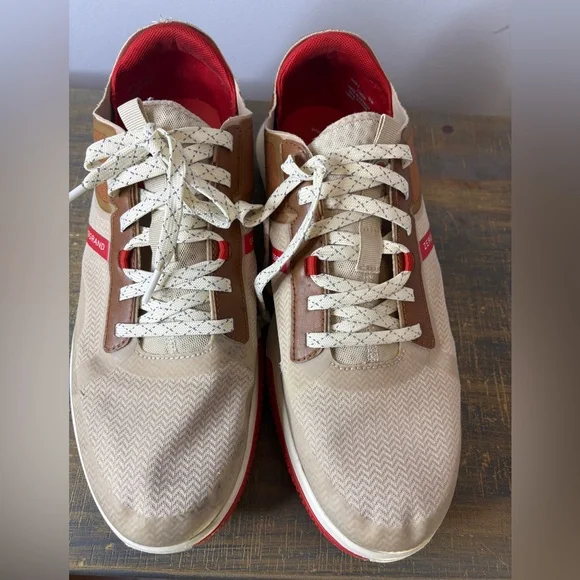 Men's Beige and Brown Cole Hann Zero Grand Sneakers Size 12 - Picture 1 of 7
